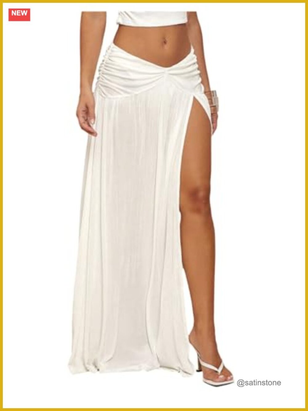 Low Rise Maxi Skirt Side Slit Ruffle Hem Flowy Boho Beach Skirt